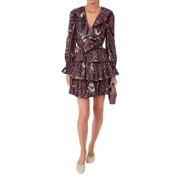 Ulla Johnson Lola Burgundy floral Mini Dress